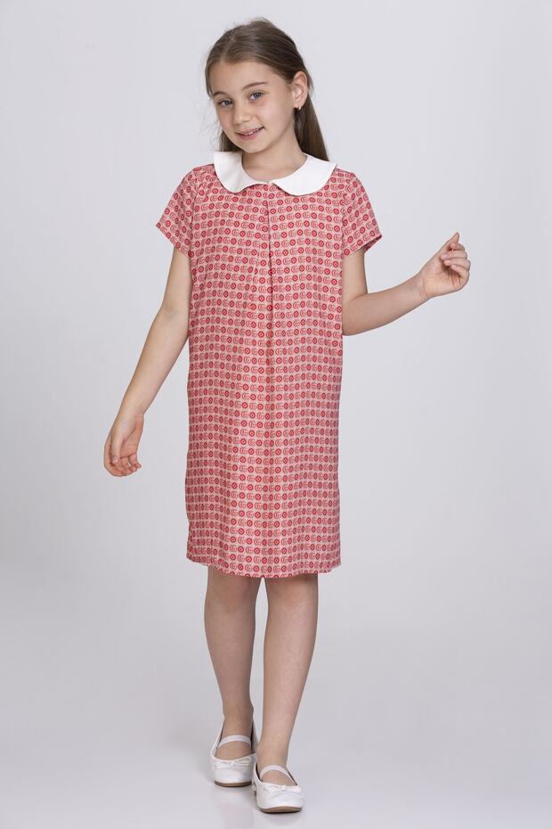 Girl's Short Sleeve Baby Collar Dress