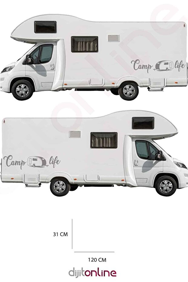 2 Pieces Caravan Sticker - Camping Sticker - Camp Life Sticker - 120x31 Cm