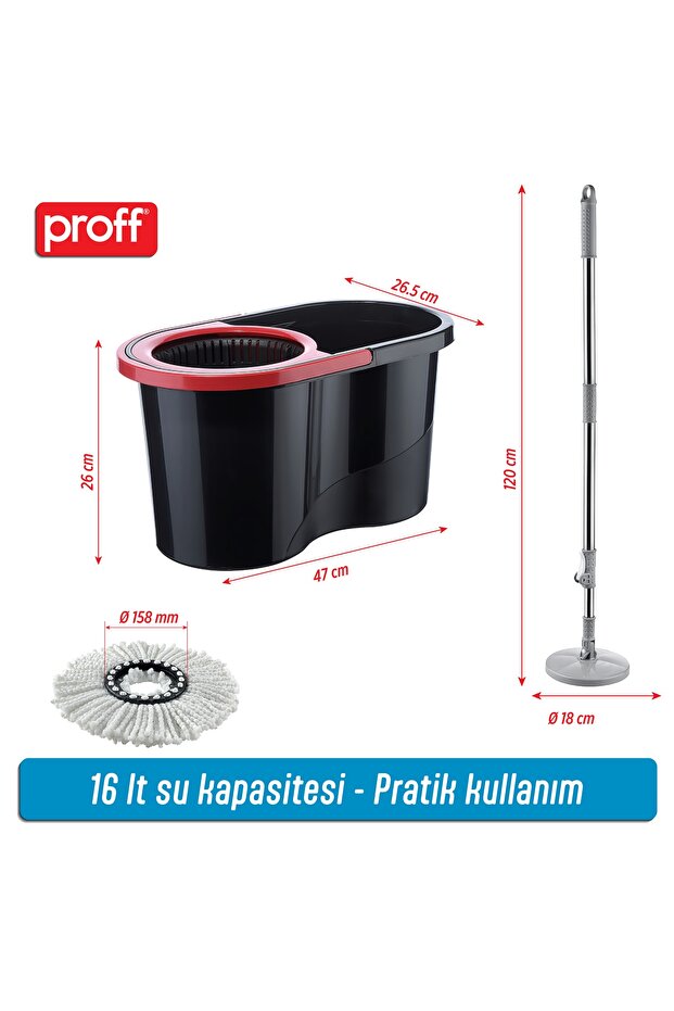 Quantum Siyah Döner Başlıklı Temizlik Seti - 2