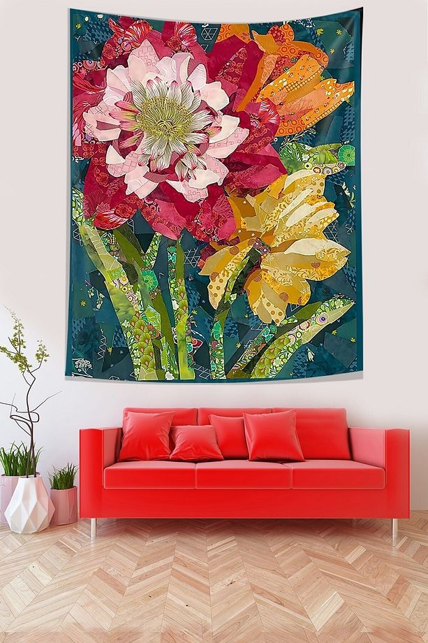 Origami Çiçekler Karanfilli Leke Tutmaz Kumaş Duvar Örtüsü Duvar Halısı Tapestry - 1