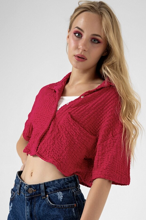 Bürümcük Cepli Crop Gömlek - 3