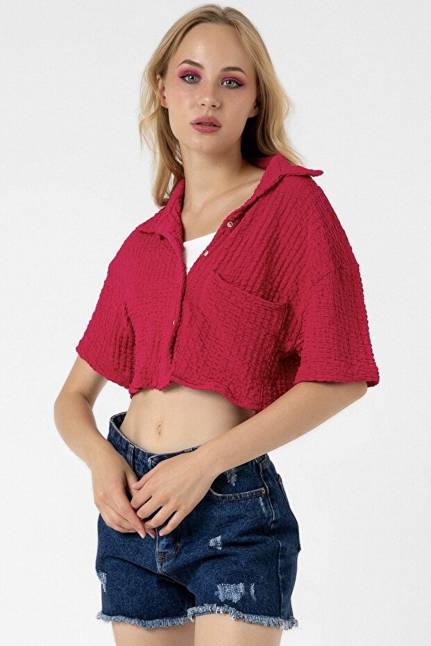 Bürümcük Cepli Crop Gömlek - 6