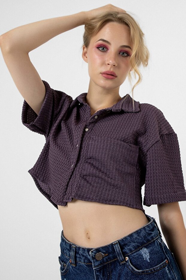 Bürümcük Cepli Crop Gömlek - 5