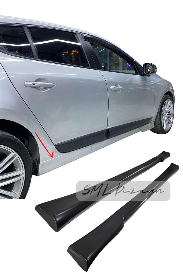 Renault Megane 3 Yan Marşpiyel 2008-2016 (PLASTİK) Boyasız Megan-megane 3 Yan-marşbiyel-bodykit-ek - 1