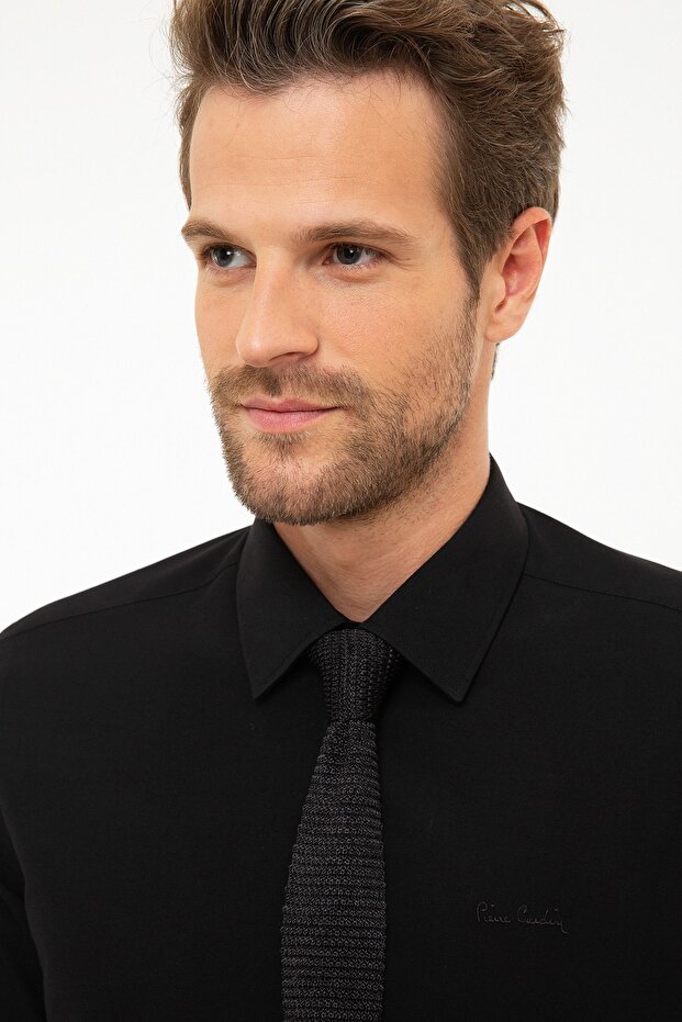 Siyah Slim Fit Basic Gömlek - 2