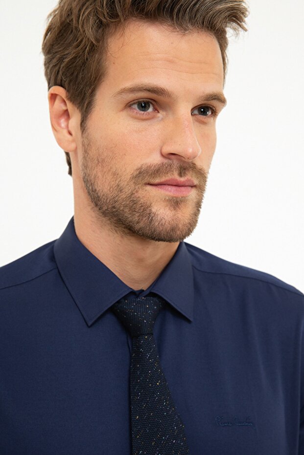 Lacivert Slim Fit Basic Gömlek - 2