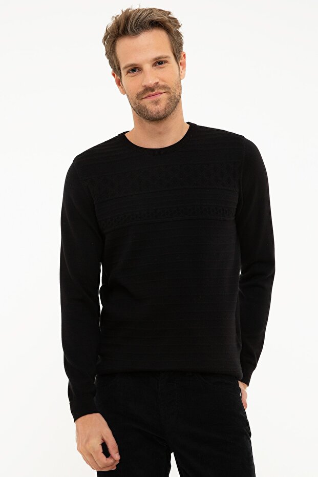 Men's Black Slim Fit Sweater G021GL0TK.000867165