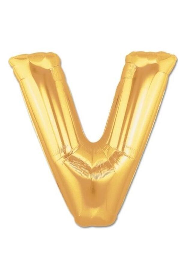 Letter Foil Balloon Letter V Large Size Balloon Golden Yellow / Dore 100CM
