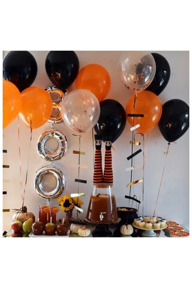 30 Metallic Pearlescent (Orange-Black-Transparent) Mixed Balloons Flying with Helium