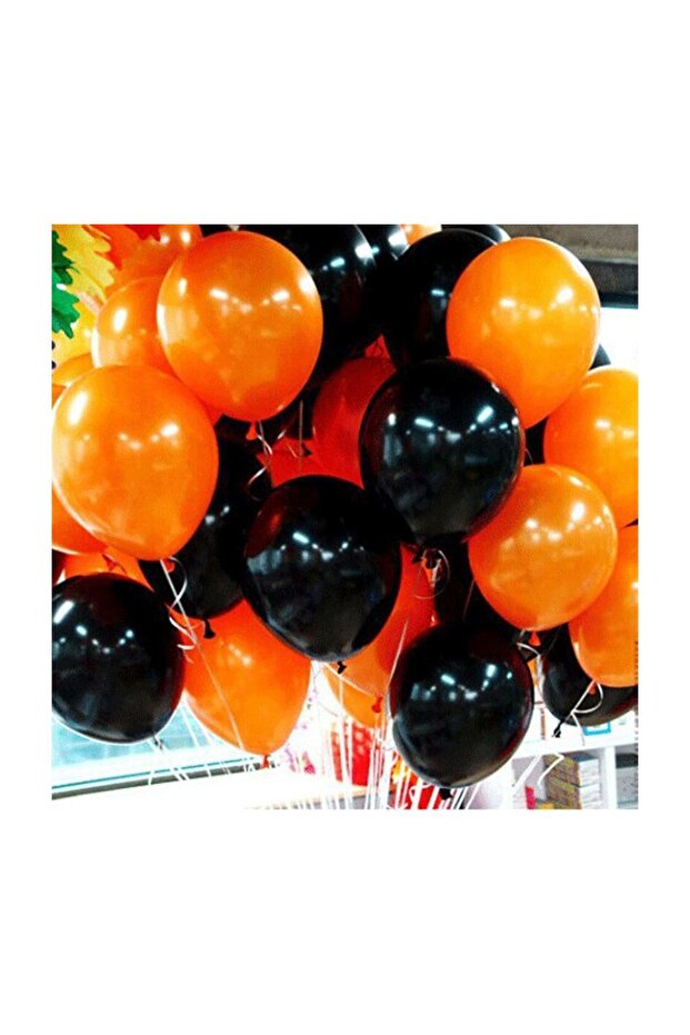 25 Metallic Pearlescent (Orange-Black) Mixed Balloons Flying with Helium