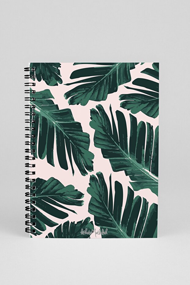 Gift - N054 A5 Design Spiral Notebook - Tropical Leaf Pattern