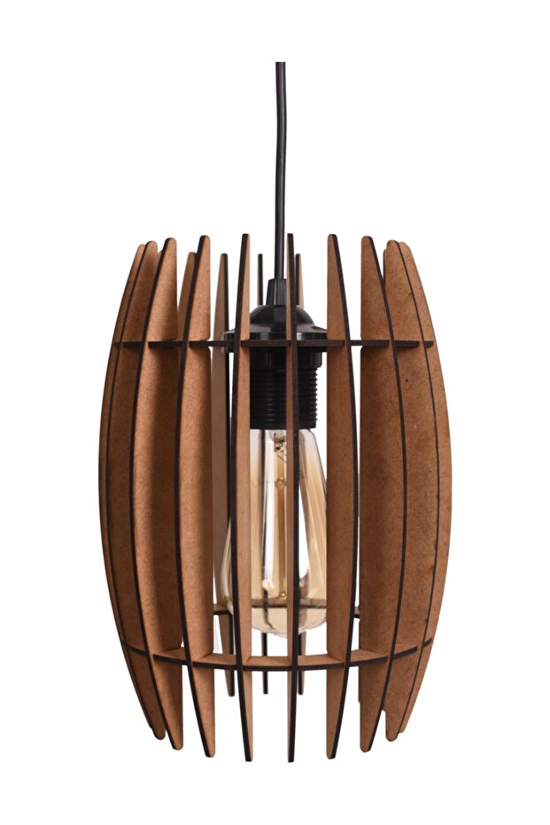 Tekli Shuttle Dekoratif Ahşap Avize - 1