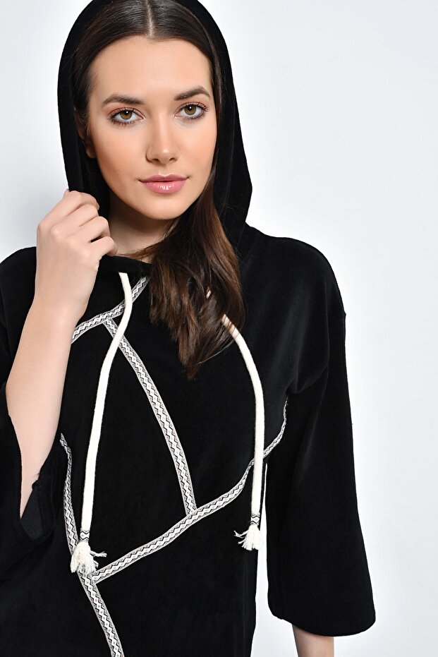 Kapüşonlu Kadife Sweatshirt - 2