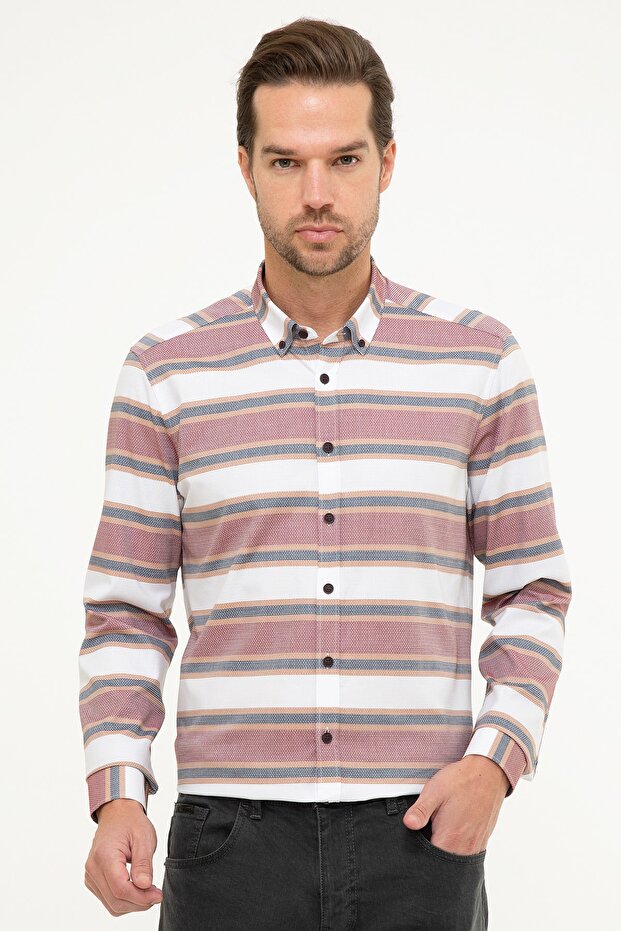 Men's Claret Red Slim Fit Shirt G021GL004.000989182