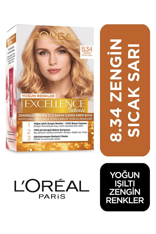 Saç Boyası - Excellence Intense 8.34 Zengin Sıcak Sarı 3600522822295 - 1