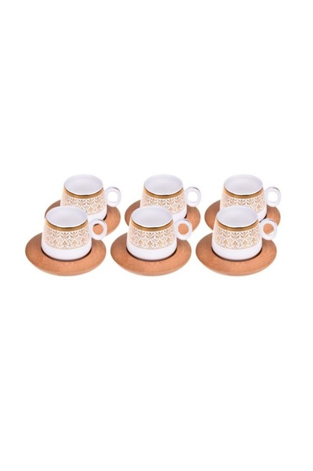 B0174 Ottoman - 6 Kişilik Kahve Takımı Altın Desenli - 3