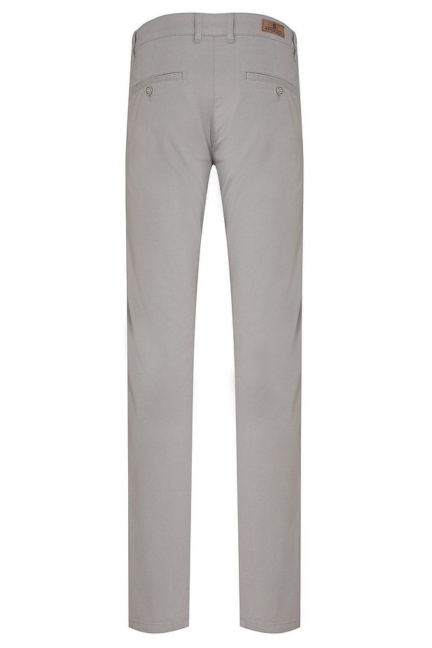 Gri Regular Fit Desenli Pamuklu Yandan Cep Kanvas Pantolon - 2