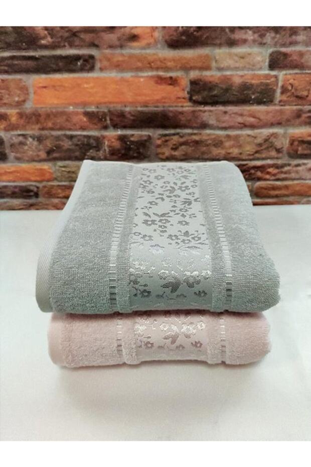 Camellia Havlu 2 Adet 50x80 El Yüz Havlusu Pembe Gri - 3