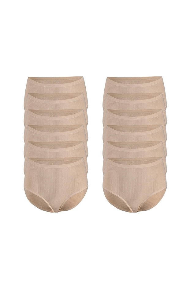 Özten Women's 12 Pack Striped High Waist Bato Panties