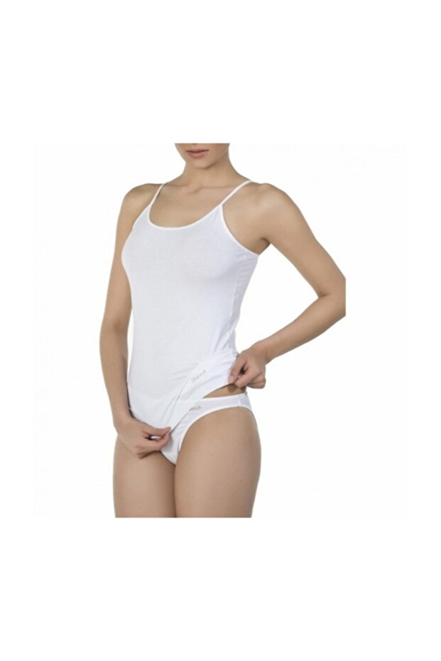 2'li Paket  Bayan Basic Top Ip Askılı Atlet - 1