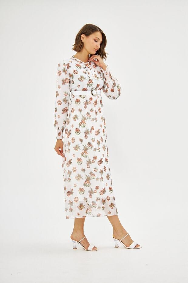 Soft Patterned Chiffon Dress - 3