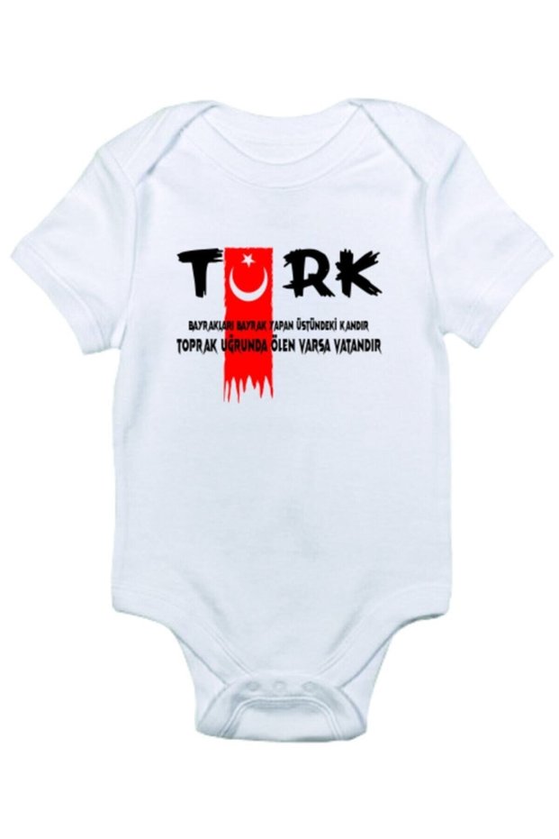 Unisex Baby White Turkish Design Zıbın Body