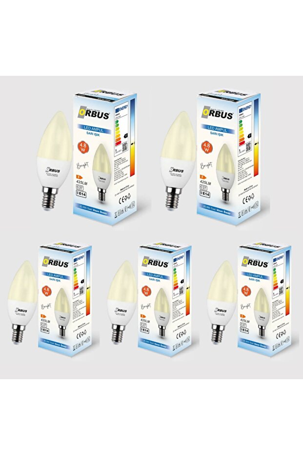 Bright LED Ampul 4.8W SARI IŞIK E14 425Lm 5 ADET - 1