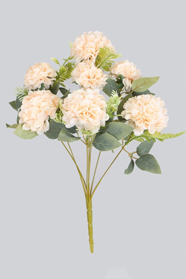 Artificial Hairy 7 Branches Chrysanthemum Bunch 43 cm Light Salmon Salmon