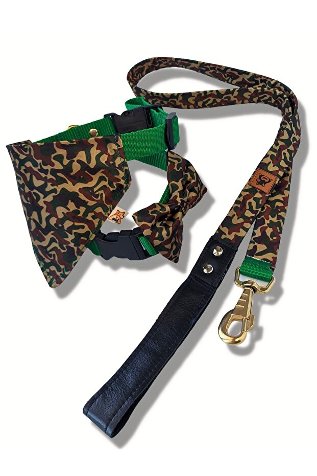 Camouflage Standard Dog Collar Set and Accessories (with scarf and bow tie)