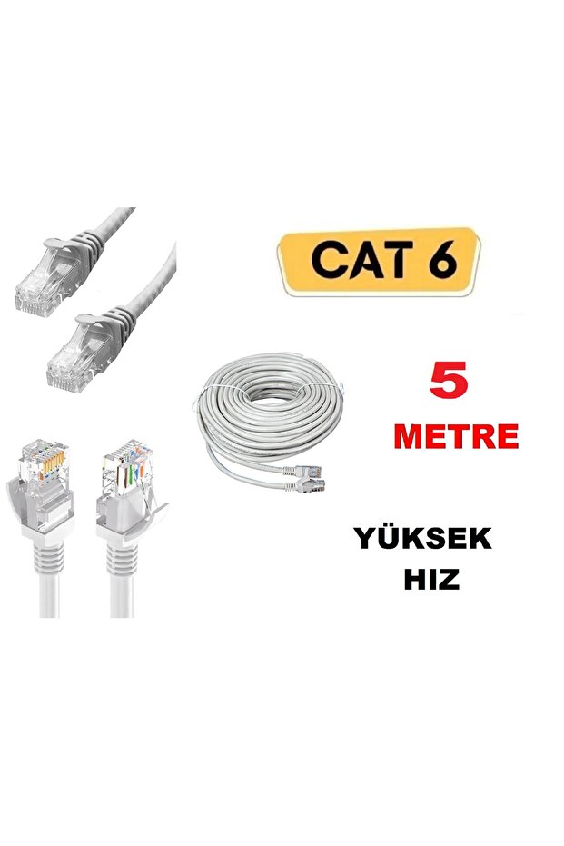 كابل إيثرنت لشبكة الإنترنت Cat6 Lan بطول 5 أمتار، كابل مودم Rj45 لتصحيح Adsl