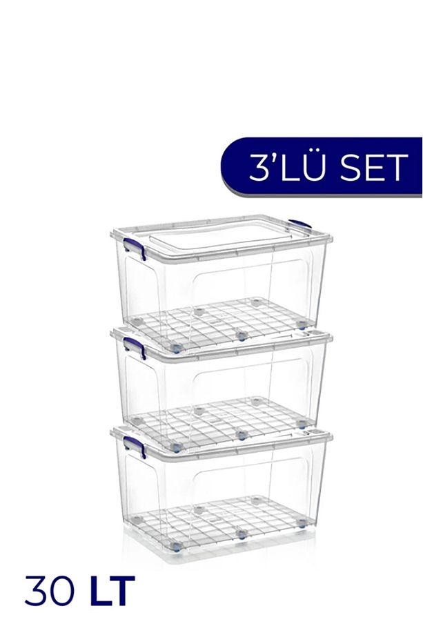 3lü Clear Box Saklama Kutusu 30 Litre - 1