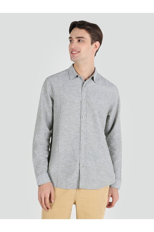Regular Fit Yeşil Erkek Uzun Kol Gömlek - 1