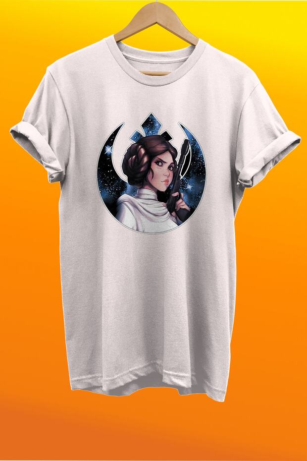 تي شيرت أساسي من القطن بنسبة 100% مطبوع عليه Star Wars Princess Leia مقاس عادي