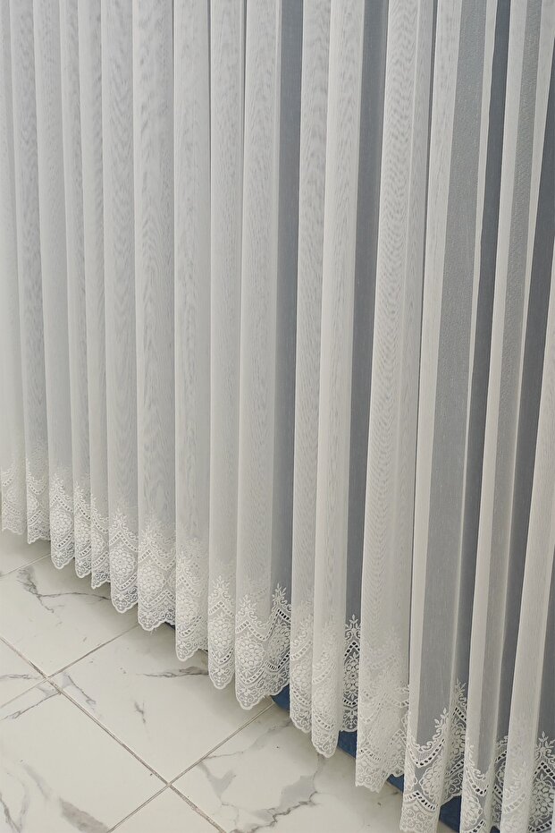 Tulle Curtain Linen Look Floor Does Not Require Ironing New Season Skirt Embroidered 1 x 2 Sparsely Pleated Tulle Curtain
