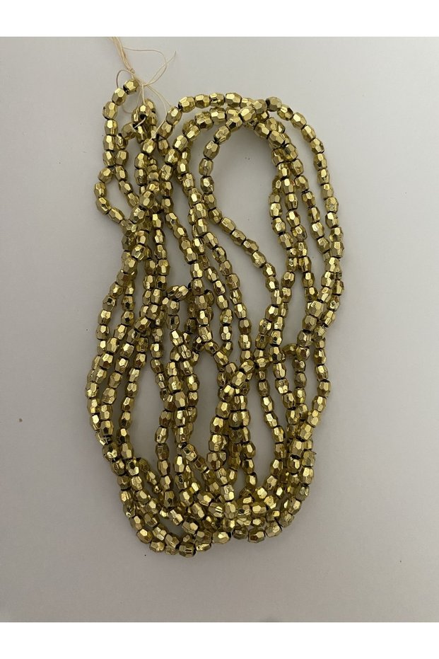Metallic Hexagonal Bead No:4. Pack 2 Series. Greenish Yellow