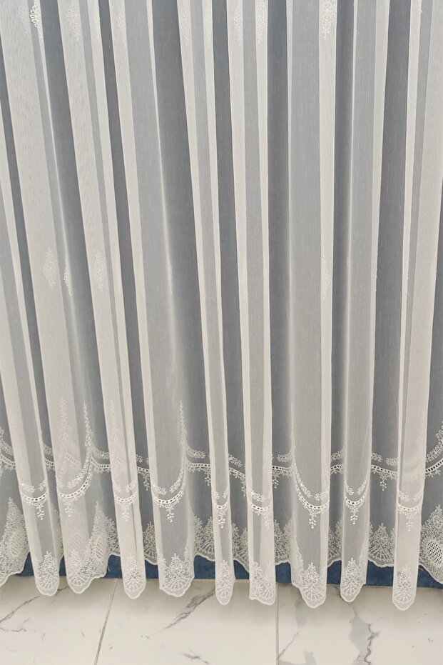 Tulle Curtain with Sprinkle Pattern New Season Linen Look Floor Does Not Require Ironing 1 x 2 Sparse Pleated Tulle Curtain - 4