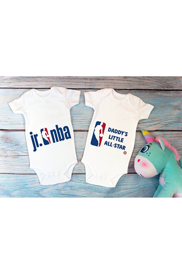 Basketball Double Baby Bodysuit White 2-Piece Baby Bodysuit