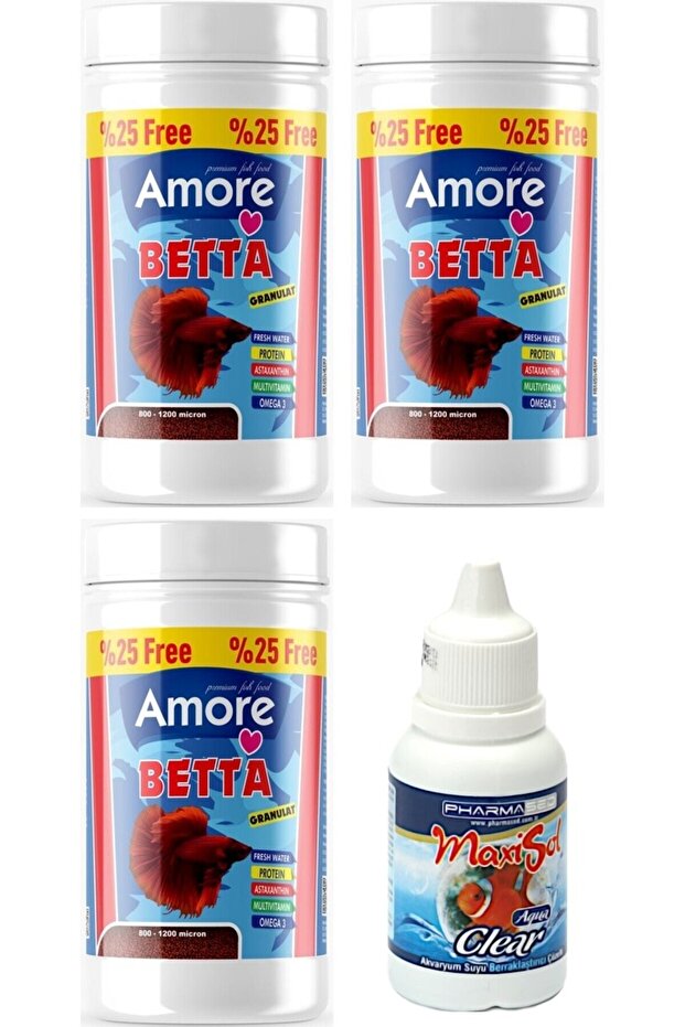 Beta Balık Granul Yemi 3 adet 125 ml ve Berraklaştırıcı Seti - 1