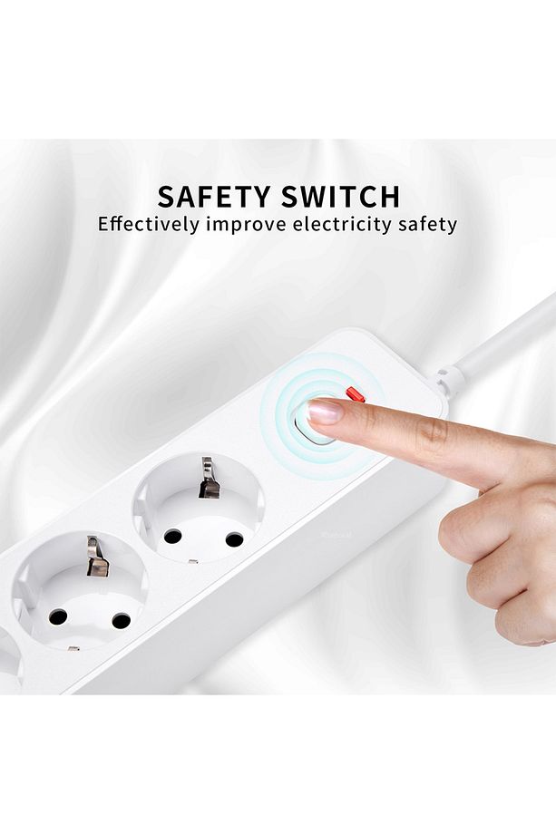 H-01 Hızlı Şarj İstasyonu 3000W 3 lü Priz 2 Metre Uzatma Kablosu Çoklu Priz 4 Usb 2 Type C On/Off - 5