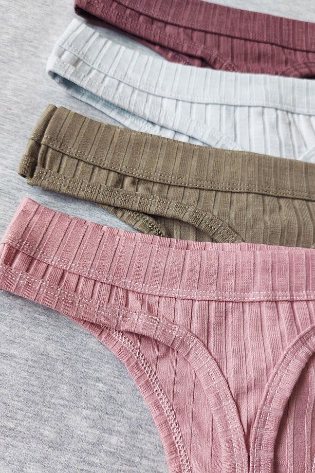 Kadın Fitilli Soft Renkler 5'li Tanga Külot Set - Kts3052 - 9