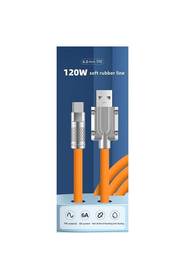 BN57 Type-C Kablo 120W Süper Hızlı 6 Amper Ultra Kalın Şarj Data Kablosu - 4