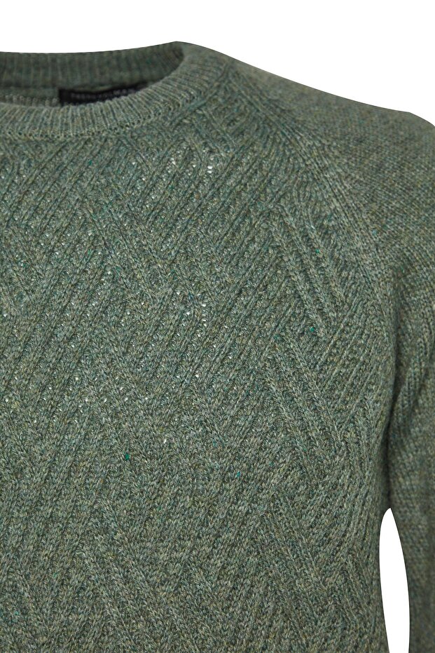 Mint Unisex Fit Yünlü Bisiklet Yaka Reglan Kol Dokulu Triko Kazak TMNAW22KZ0290 - 7