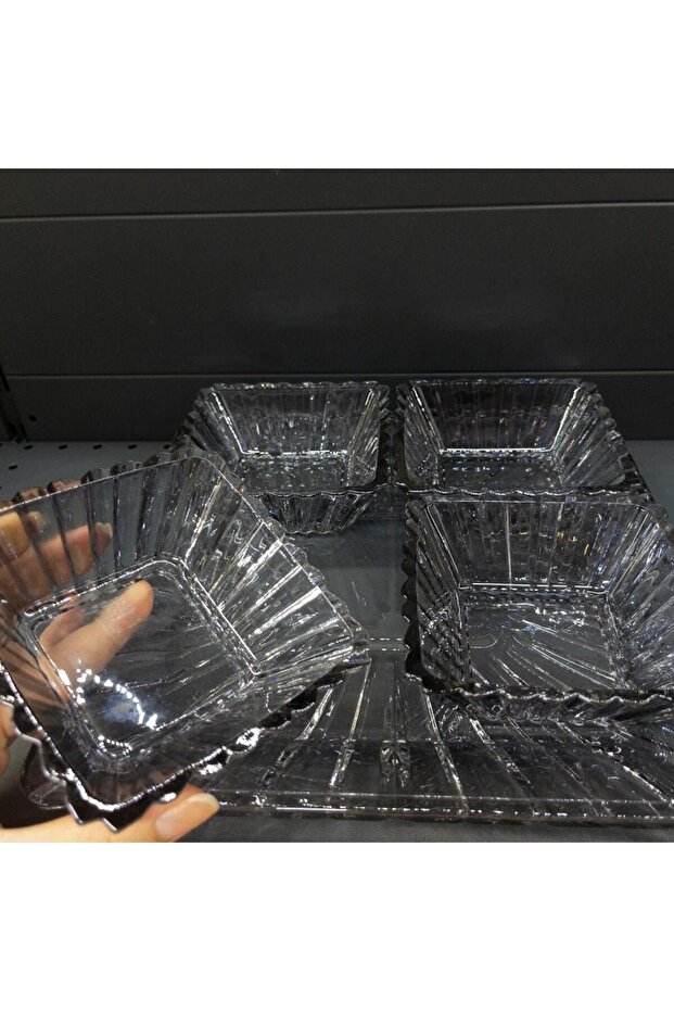 Glass 5 Piece Snack Bowl Breakfast Set Smoked