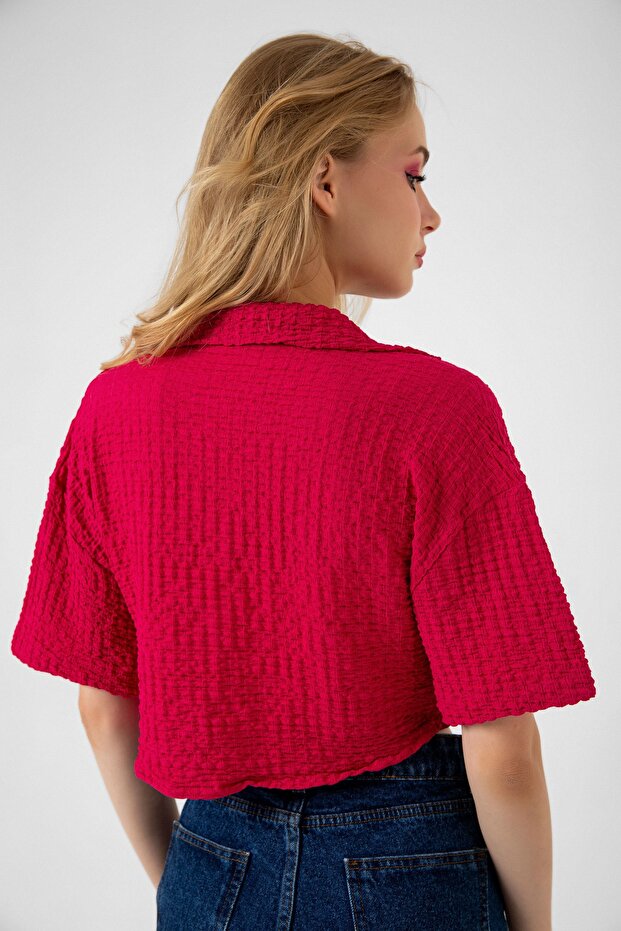 Bürümcük Cepli Crop Gömlek - 4