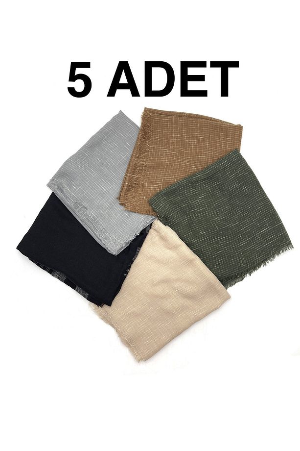 5'li Set Desenli Flamlı Yazma Pamuklu Eşarp Toptan Hediyelik Dağıtmalık 100x100cm - 1