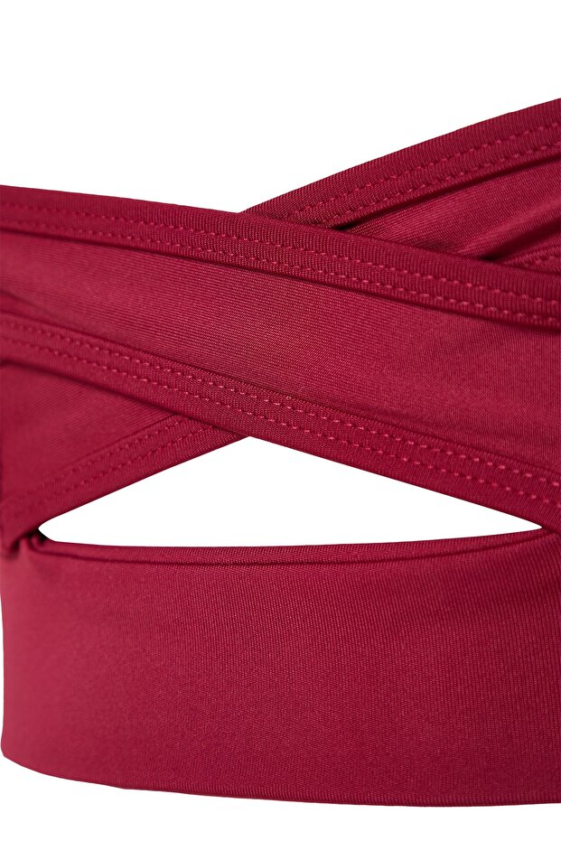 Biustonosz sportowy z dzianiny z grubymi ramiączkami, w kolorze magenty, z podparciem/modelowaniem pleców TWOSS22SS0040 - 7