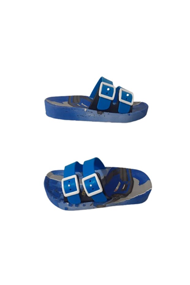 Boy's Blue Double Buckle Non-Slip Sole Daily Walking Slippers