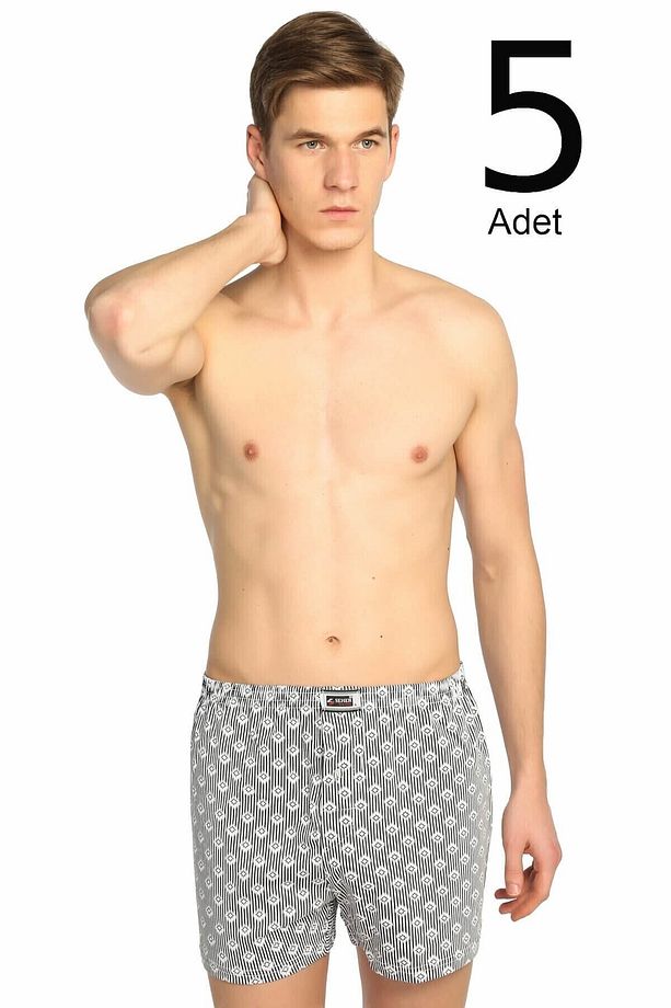 Erkek Karışık Desen 5'li Paket Düğmeli Boxer ELF568S0007CCM5 - 2