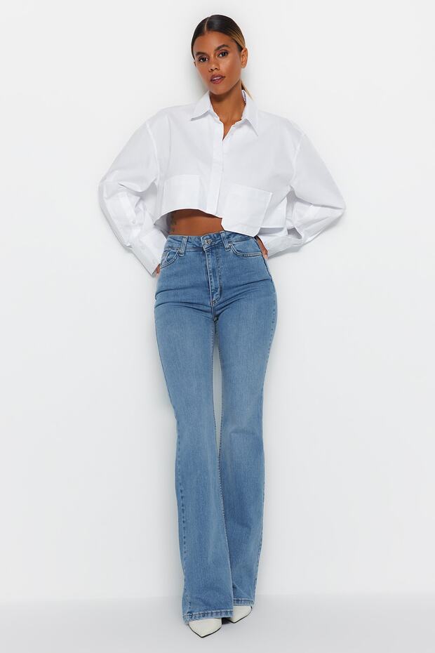 Light Blue High Waist Flare Jeans TWOAW24JE00087