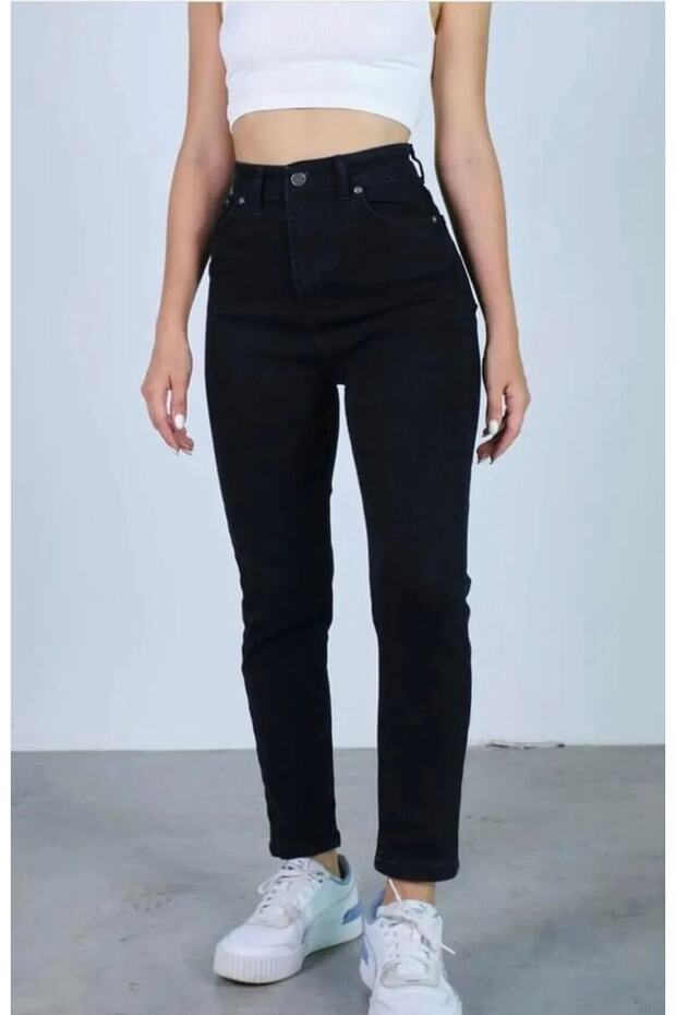 Black Mom Jean Jeans High Waist Stretchy Lycra